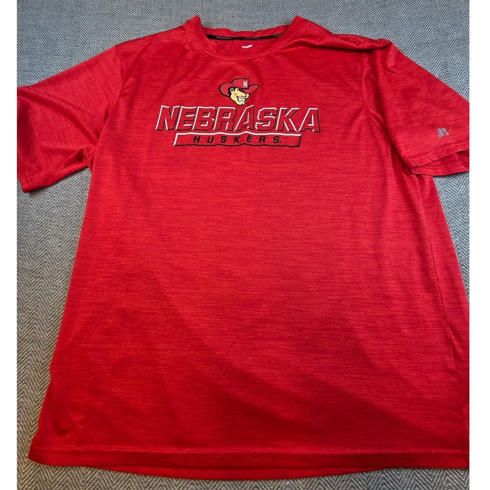 Russell Athletic Nebraska Huskers Red Heather Performance T-Shirt Mens XL